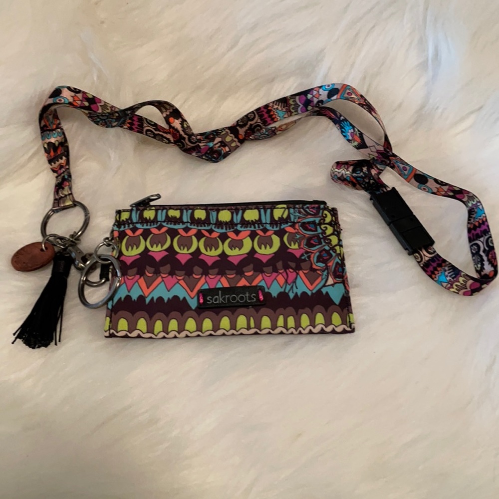 Sakroots Art for a Cause ID lanyard. Eco-twill made from Repeve material. NWOT